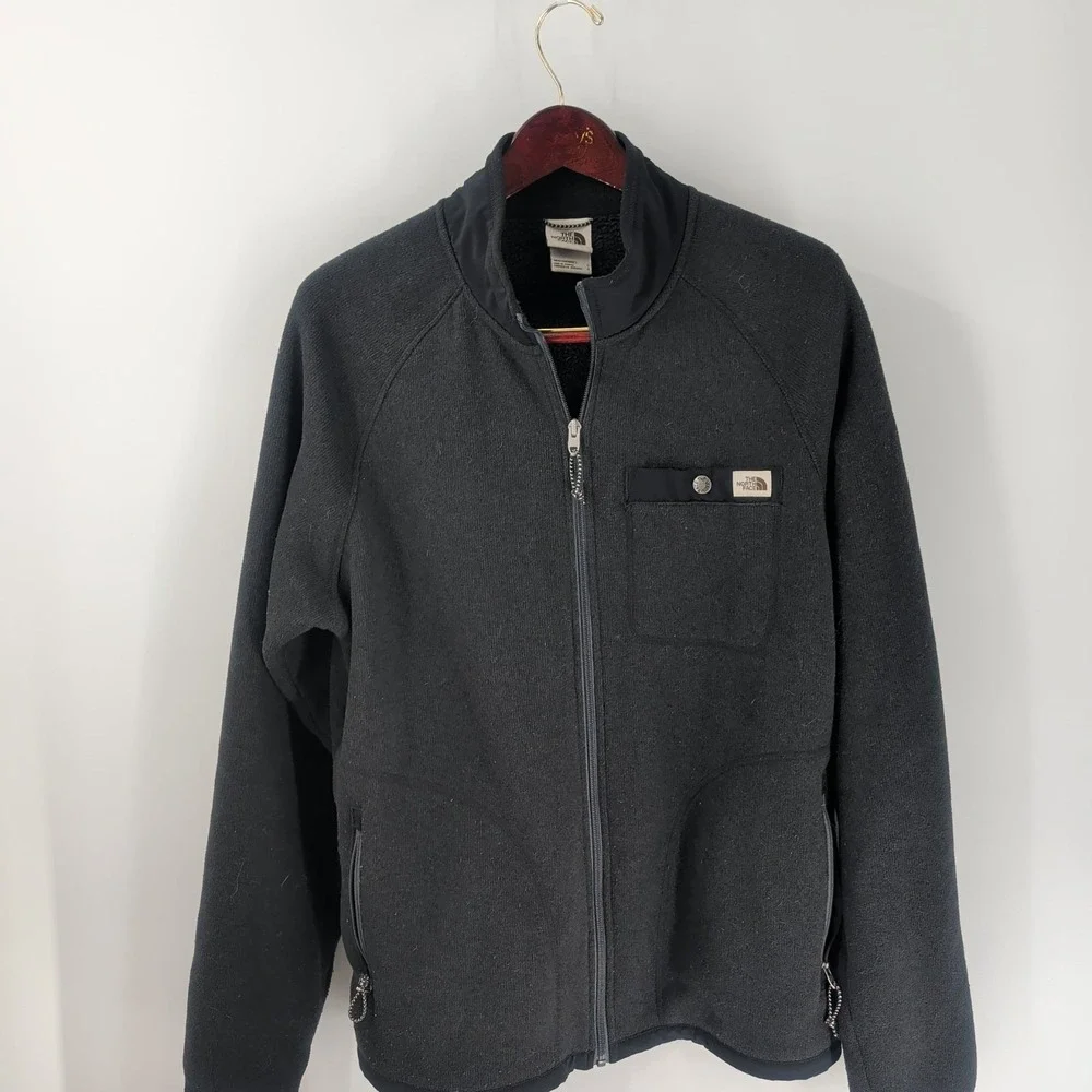 The North Face Zipped Pockets Outdoor Hiking Full Zip Fleece Jacket Black Size L